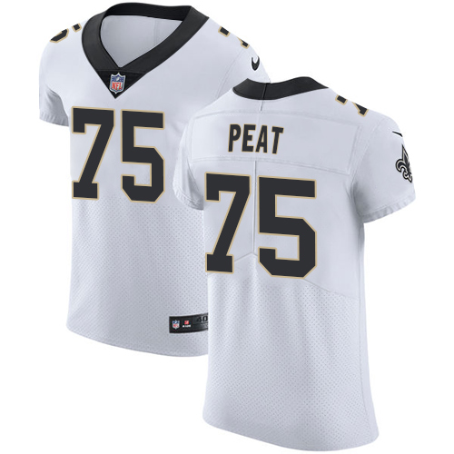 Nike Saints #75 Andrus Peat White Men's Stitched NFL Vapor Untouchable Elite Jersey